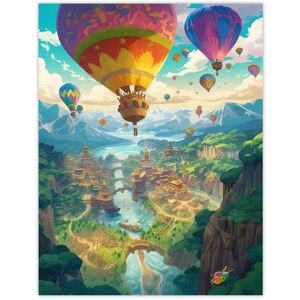 Artery8 Wall Art Print Hot Air Balloon Festival Vibrant Painting Colourful Aircrafts Flying over Kingdom in River Mountain Landscape Poster Multicolor W12" x H16" Artery8 Wall Art Print Hot Air Balloon Festival Vibrant Painting Colourful Aircrafts Flying over Kingdom in River Mountain Landscape Poster Multicolor W12" x H16"