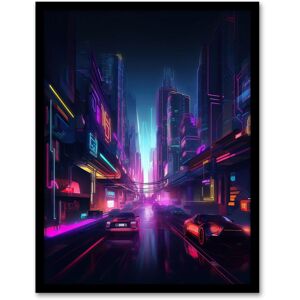 Artery8 Neon Purple Cityscape Electronic Futuristic Skyscraper Boys Bedroom Art Print Framed Poster Wall Decor 12x16 inch in Black Size: W12" x H16" Black W12" x H16" Artery8 Neon Purple Cityscape Electronic Futuristic Skyscraper Boys Bedroom Art Print Framed Poster Wall Decor 12x16 inch in Black Size: W12" x H16" Black W12" x H16"