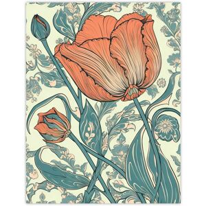 Artery8 Wall Art Print Tulip Flower Pattern Detail William Morris Style Painting Teal Blue Coral Pink Spring Blooms Nature Colourful Bright Floral Multicolor W18" x H24" Artery8 Wall Art Print Tulip Flower Pattern Detail William Morris Style Painting Teal Blue Coral Pink Spring Blooms Nature Colourful Bright Floral Multicolor W18" x H24"