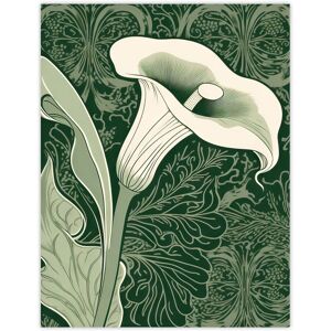 Artery8 Wall Art Single White Cala Lily Flower Art Nouveau Painting Green Size: W24" x H32" Green W24" x H32" Artery8 Wall Art Single White Cala Lily Flower Art Nouveau Painting Green Size: W24" x H32" Green W24" x H32"