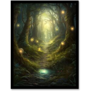Artery8 Wall Art Print Enchanted Forest Path Oil Painting Fantasy Landscape Fairy Land Lanterns Moss Covered Trees Colourful Magical Nature Mystical Green W12" x H16" Artery8 Wall Art Print Enchanted Forest Path Oil Painting Fantasy Landscape Fairy Land Lanterns Moss Covered Trees Colourful Magical Nature Mystical Green W12" x H16"