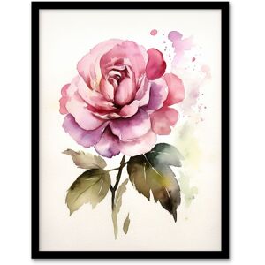 Artery8 Wall Art Print Pink Rose Bloom Simple Watercolour Painting Single Flower Valentines Love Nature Colourful Bright Floral Modern Artwork Art Pink W12" x H16" Artery8 Wall Art Print Pink Rose Bloom Simple Watercolour Painting Single Flower Valentines Love Nature Colourful Bright Floral Modern Artwork Art Pink W12" x H16"