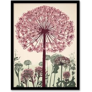Artery8 Wall Art Print Allium Flower Blooms Linocut Painting Pink Green Wildflower Spring Field Nature Colourful Bright Floral Modern Artwork Art Pink W12" x H16" Artery8 Wall Art Print Allium Flower Blooms Linocut Painting Pink Green Wildflower Spring Field Nature Colourful Bright Floral Modern Artwork Art Pink W12" x H16"