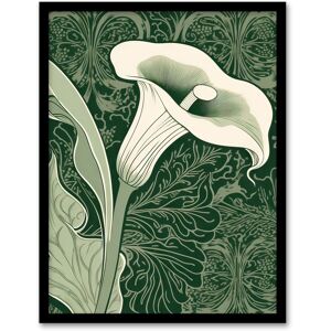 Artery8 Wall Art Print Single White Cala Lily Flower Art Nouveau Painting Green Organic Decorative Patterns Nature Colourful Bright Floral Modern Green W12" x H16" Artery8 Wall Art Print Single White Cala Lily Flower Art Nouveau Painting Green Organic Decorative Patterns Nature Colourful Bright Floral Modern Green W12" x H16"
