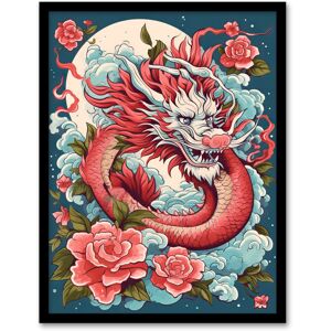 Artery8 Wall Art Print Fantasy Dragon Floral Red Blue Roses 2024 China Year Of The Dragon Art Framed Size: W12" x H16" Red W12" x H16" Artery8 Wall Art Print Fantasy Dragon Floral Red Blue Roses 2024 China Year Of The Dragon Art Framed Size: W12" x H16" Red W12" x H16"