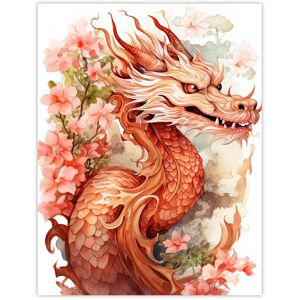 Artery8 Wall Art Print Fantasy Dragon Serpent Floral Pink Orange 2024 China Year Of The Dragon Poster in Red Size: W12" x H16" Red W12" x H16" Artery8 Wall Art Print Fantasy Dragon Serpent Floral Pink Orange 2024 China Year Of The Dragon Poster in Red Size: W12" x H16" Red W12" x H16"
