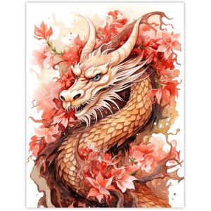 Artery8 Wall Art Print Fantasy Dragon Serpent Horned Floral Pink Orange 2024 China Year Of The Dragon Poster in Red Size: W12" x H16" Red W12" x H16" Artery8 Wall Art Print Fantasy Dragon Serpent Horned Floral Pink Orange 2024 China Year Of The Dragon Poster in Red Size: W12" x H16" Red W12" x H16"