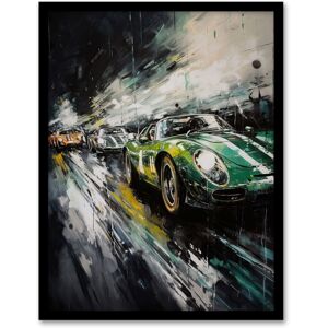 Artery8 Wall Art Print Classic Race Cars Night Scene British Racing Green Motorsport Fan For Him Man Cave Art Framed Size: A4 Green A4 Artery8 Wall Art Print Classic Race Cars Night Scene British Racing Green Motorsport Fan For Him Man Cave Art Framed Size: A4 Green A4