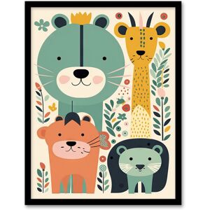 Artery8 Wall Art Print Cute Zoo Animals Pastel Colour Graphic Artwork Jungle Forest Friends Kids Bedroom Painting Art Framed Size: A4 Multicolor A4 Artery8 Wall Art Print Cute Zoo Animals Pastel Colour Graphic Artwork Jungle Forest Friends Kids Bedroom Painting Art Framed Size: A4 Multicolor A4