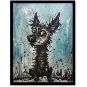 Artery8 Wall Art Print The Curious Black Dog Thick Oil Painting By Tom Jones Art Framed in Blue Size: W12" x H16" Blue W12" x H16" Artery8 Wall Art Print The Curious Black Dog Thick Oil Painting By Tom Jones Art Framed in Blue Size: W12" x H16" Blue W12" x H16"