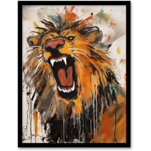 Artery8 Wall Art Print The Circus Lion Roars Painting By Tom Jones Art Framed in Orange Size: W12" x H16" Orange W12" x H16" Artery8 Wall Art Print The Circus Lion Roars Painting By Tom Jones Art Framed in Orange Size: W12" x H16" Orange W12" x H16"