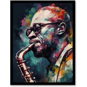 Artery8 Wall Art Print Saxophone Player Playing Music Acrylic Painting Blue Pink Yellow Jazz Musician Portrait Art Framed in Black Size: W12" x H16" Black W12" x H16" Artery8 Wall Art Print Saxophone Player Playing Music Acrylic Painting Blue Pink Yellow Jazz Musician Portrait Art Framed in Black Size: W12" x H16" Black W12" x H16"