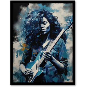 Artery8 Wall Art Print Woman Playing The Electric Guitar Acrylic Painting Female Blues Musician Splat Paint Portrait Music Art Framed Blue W12" x H16" Artery8 Wall Art Print Woman Playing The Electric Guitar Acrylic Painting Female Blues Musician Splat Paint Portrait Music Art Framed Blue W12" x H16"