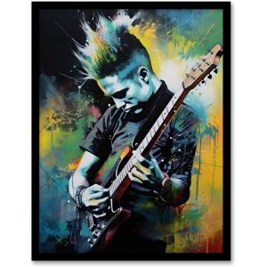 Artery8 Wall Art Print Punk Music Artwork Blue Yellow Guitarist Playing At Concert Vibrant Portrait Art Framed Size: W12" x H16" Multicolor W12" x H16" Artery8 Wall Art Print Punk Music Artwork Blue Yellow Guitarist Playing At Concert Vibrant Portrait Art Framed Size: W12" x H16" Multicolor W12" x H16"