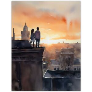 Artery8 Wall Art Print Rooftop Romance Watercolour Painting Blue Orange Couple Watching City Sunset Bedroom Art Poster Size: W12" x H16" Orange W12" x H16" Artery8 Wall Art Print Rooftop Romance Watercolour Painting Blue Orange Couple Watching City Sunset Bedroom Art Poster Size: W12" x H16" Orange W12" x H16"