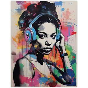 Artery8 Wall Art Print Woman Wearing Headphones Splat Art Colourful Painting Wall Mural Detail Baltimore Club Music Poster Size: W12" x H16" Multicolor W12" x H16" Artery8 Wall Art Print Woman Wearing Headphones Splat Art Colourful Painting Wall Mural Detail Baltimore Club Music Poster Size: W12" x H16" Multicolor W12" x H16"