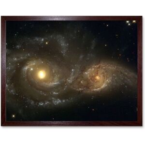 Artery8 Hubble Space Telescope Image Interacting Spiral Galaxies NGC 2207 & IC 2163 In Near Collision Cosmic Dance Art Print Framed Poster Wall Decor Brown A4 Artery8 Hubble Space Telescope Image Interacting Spiral Galaxies NGC 2207 & IC 2163 In Near Collision Cosmic Dance Art Print Framed Poster Wall Decor Brown A4