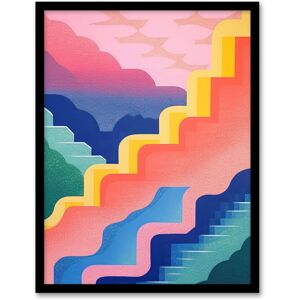 Artery8 Wall Art Print Stairway To Heaven Colourful Abstract Risograph Screen Art Framed in Black Size: W12" x H16" Black W12" x H16" Artery8 Wall Art Print Stairway To Heaven Colourful Abstract Risograph Screen Art Framed in Black Size: W12" x H16" Black W12" x H16"