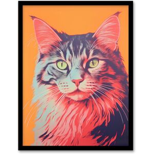Artery8 Wall Art Print Maine Coon Cat Screen Risograph Artwork Spot Block Colour Duotone Retro Riso Interior Design Art Framed Size: W12" x H16" Black W12" x H16" Artery8 Wall Art Print Maine Coon Cat Screen Risograph Artwork Spot Block Colour Duotone Retro Riso Interior Design Art Framed Size: W12" x H16" Black W12" x H16"