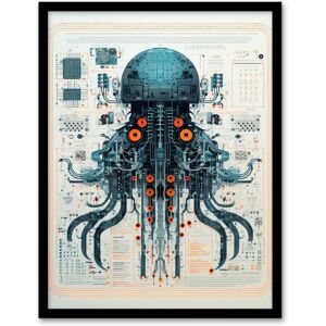 Artery8 Weapons Grade Jellyfish Robot Hybrid Secret Military Schematic Blueprint Futuristic Complex Arcane Manuscript Gift For Him Man Cave Art Print Black W12" x H16" Artery8 Weapons Grade Jellyfish Robot Hybrid Secret Military Schematic Blueprint Futuristic Complex Arcane Manuscript Gift For Him Man Cave Art Print Black W12" x H16"