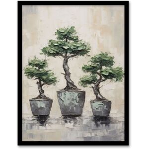 Artery8 My 3 Bonsai Trees Oil Painting Pallet Knife Neutral Tone Textured Tree Artwork Art Print Framed Poster Wall Decor in Black Size: W12" x H16" Black W12" x H16" Artery8 My 3 Bonsai Trees Oil Painting Pallet Knife Neutral Tone Textured Tree Artwork Art Print Framed Poster Wall Decor in Black Size: W12" x H16" Black W12" x H16"