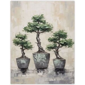 Artery8 My 3 Bonsai Trees Oil Painting Pallet Knife Neutral Tone Textured Tree Artwork Unframed Wall Art Print Poster Home Decor Premium Multicolor W12" x H16" Artery8 My 3 Bonsai Trees Oil Painting Pallet Knife Neutral Tone Textured Tree Artwork Unframed Wall Art Print Poster Home Decor Premium Multicolor W12" x H16"