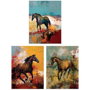 Artery8 Set of 3 Wild Horses Oil Paintings Galloping Wilderness Canada Earthy Tones Aesthetic Unframed Wall Art Living Room Poster Prints Pack Brown W12" x H16" Artery8 Set of 3 Wild Horses Oil Paintings Galloping Wilderness Canada Earthy Tones Aesthetic Unframed Wall Art Living Room Poster Prints Pack Brown W12" x H16"