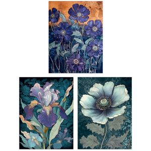 Artery8 Set of 3 Blue Flower Watercolour Paintings Elegant Iris Spring Bloom Floral Artwork Unframed Wall Art Living Room Poster Prints Pack Blue W12" x H16" Artery8 Set of 3 Blue Flower Watercolour Paintings Elegant Iris Spring Bloom Floral Artwork Unframed Wall Art Living Room Poster Prints Pack Blue W12" x H16"