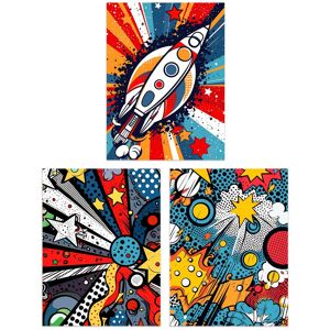 Artery8 Wall Art Print Set of 3 Space Pop Art Comic Book Style Artwork Planet Stars & Rocket Kids Bedroom Living Room Poster s Pack Multicolor W12" x H16" Artery8 Wall Art Print Set of 3 Space Pop Art Comic Book Style Artwork Planet Stars & Rocket Kids Bedroom Living Room Poster s Pack Multicolor W12" x H16"