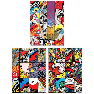 Artery8 Wall Art Print Set of 3 Abstract Pop Artwork Woman Face Comic Book Strip Style Vibrant Patterns Living Room Poster s Pack Size: W12" x H16" Multicolor W12" x H16" Artery8 Wall Art Print Set of 3 Abstract Pop Artwork Woman Face Comic Book Strip Style Vibrant Patterns Living Room Poster s Pack Size: W12" x H16" Multicolor W12" x H16"