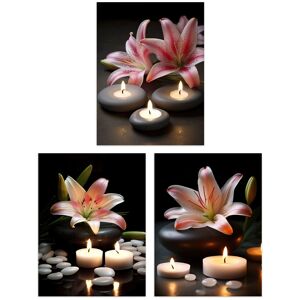 Artery8 Wall Art Print Set of 3 Lilies with Zen Stones & Candles Tranquil Spa Atmosphere Photographs Bathroom Decor Living Room Poster s Pack Dark Grey W12" x H16" Artery8 Wall Art Print Set of 3 Lilies with Zen Stones & Candles Tranquil Spa Atmosphere Photographs Bathroom Decor Living Room Poster s Pack Dark Grey W12" x H16"
