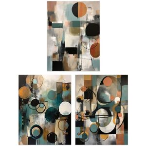 Artery8 Set of 3 Midcentury Modern Abstract Circles Oil Paintings Pastel Colour Tan Orange Teal Elegant Unframed Wall Art Living Room Poster Prints Grey A4 Artery8 Set of 3 Midcentury Modern Abstract Circles Oil Paintings Pastel Colour Tan Orange Teal Elegant Unframed Wall Art Living Room Poster Prints Grey A4