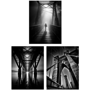 Artery8 Set of 3 Black & White Bridges Atmospheric Photographs in Different Angles Unframed Wall Art Living Room Poster Prints Pack in Grey Size: A4 Grey A4 Artery8 Set of 3 Black & White Bridges Atmospheric Photographs in Different Angles Unframed Wall Art Living Room Poster Prints Pack in Grey Size: A4 Grey A4