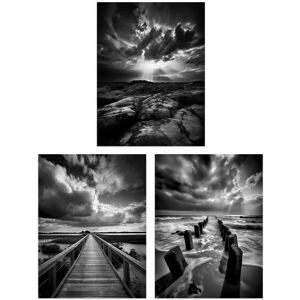 Artery8 Wall Art Print Set of 3 Atmospheric Clouds Black & White Photographs Dramatic Coastal Landscapes Living Room Poster s Pack in Grey Size: A4 Grey A4 Artery8 Wall Art Print Set of 3 Atmospheric Clouds Black & White Photographs Dramatic Coastal Landscapes Living Room Poster s Pack in Grey Size: A4 Grey A4