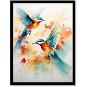 Artery8 Aerial Ballet Watercolour Artwork Bright Bold Birds In Flight Art Print Framed Poster Wall Decor in Black Size: A4 Black A4 Artery8 Aerial Ballet Watercolour Artwork Bright Bold Birds In Flight Art Print Framed Poster Wall Decor in Black Size: A4 Black A4