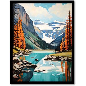 Artery8 Wall Art Print Lake Louise Oil Painting Canada Banff National Park In Autumn Art Framed in Black Size: W12" x H16" Black W12" x H16" Artery8 Wall Art Print Lake Louise Oil Painting Canada Banff National Park In Autumn Art Framed in Black Size: W12" x H16" Black W12" x H16"