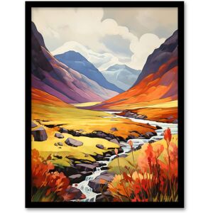 Artery8 Wall Art Print Scotland Glencoe Valley Vibrant Oil Painting Majestic Mountains & River With Heather Shrubs Art Framed Size: W12" x H16" Black W12" x H16" Artery8 Wall Art Print Scotland Glencoe Valley Vibrant Oil Painting Majestic Mountains & River With Heather Shrubs Art Framed Size: W12" x H16" Black W12" x H16"