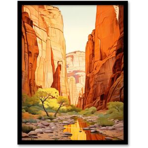 Artery8 Wall Art Print Zion National Park Canyon Artwork Amber Orange Green Bright Sunlit Narrows Gorge Art Framed in Black Size: W12" x H16" Black W12" x H16" Artery8 Wall Art Print Zion National Park Canyon Artwork Amber Orange Green Bright Sunlit Narrows Gorge Art Framed in Black Size: W12" x H16" Black W12" x H16"