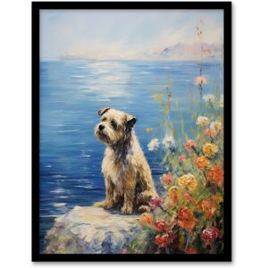 Artery8 Border Terrier On Coastal Cliff Claude Monet Style Dog Oil Painting Art Print Framed Poster Wall Decor in Black Size: W12" x H16" Black W12" x H16" Artery8 Border Terrier On Coastal Cliff Claude Monet Style Dog Oil Painting Art Print Framed Poster Wall Decor in Black Size: W12" x H16" Black W12" x H16"