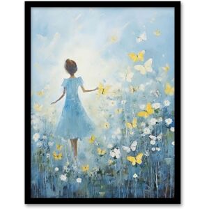 Artery8 Wall Art Print In Wildflower Meadow Oil Painting Soft Blue Yellow Butterflies Spring Landscape Art Framed in Black Size: W12" x H16" Black W12" x H16" Artery8 Wall Art Print In Wildflower Meadow Oil Painting Soft Blue Yellow Butterflies Spring Landscape Art Framed in Black Size: W12" x H16" Black W12" x H16"