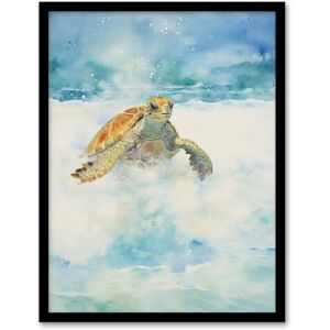 Artery8 Wall Art Print Sea Turtle Surf Watercolour Painting Surfing Over Foam Waves Bright Seascape Art Framed in Black Size: W12" x H16" Black W12" x H16" Artery8 Wall Art Print Sea Turtle Surf Watercolour Painting Surfing Over Foam Waves Bright Seascape Art Framed in Black Size: W12" x H16" Black W12" x H16"