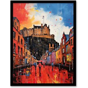 Artery8 Edinburgh Castle Vibrant Oil Painting Autumn Rain Cityscape Art Print Framed Poster Wall Decor in Black Size: W12" x H16" Black W12" x H16" Artery8 Edinburgh Castle Vibrant Oil Painting Autumn Rain Cityscape Art Print Framed Poster Wall Decor in Black Size: W12" x H16" Black W12" x H16"