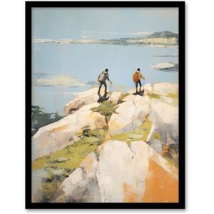 Artery8 Hikers Reach The Summit At Last Oil Painting Hiking Coastal Cliff Landscape Art Print Framed Poster Wall Decor in Black Size: W12" x H16" Black W12" x H16" Artery8 Hikers Reach The Summit At Last Oil Painting Hiking Coastal Cliff Landscape Art Print Framed Poster Wall Decor in Black Size: W12" x H16" Black W12" x H16"