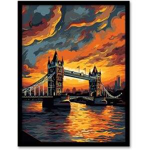 Artery8 Wall Art Print Tower Bridge & The Thames River Storm Clouds Orange & Grey London England Art Framed in Black Size: W12" x H16" Black W12" x H16" Artery8 Wall Art Print Tower Bridge & The Thames River Storm Clouds Orange & Grey London England Art Framed in Black Size: W12" x H16" Black W12" x H16"