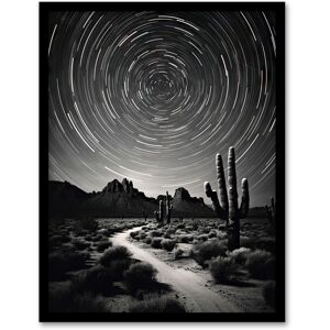 Artery8 Wall Art Print Moon & Star Time Lapse Trails Stars Tracing Their Journey Across The Sky Desert Cactus Art Framed in Black Size: W12" x H16" Black W12" x H16" Artery8 Wall Art Print Moon & Star Time Lapse Trails Stars Tracing Their Journey Across The Sky Desert Cactus Art Framed in Black Size: W12" x H16" Black W12" x H16"