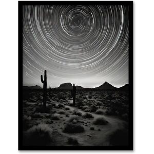 Artery8 The Milky Way Time Lapse Star Trails Stars Tracing Their Journey Across Black White Cactus Art Print Framed Poster Wall Decor Black W12" x H16" Artery8 The Milky Way Time Lapse Star Trails Stars Tracing Their Journey Across Black White Cactus Art Print Framed Poster Wall Decor Black W12" x H16"