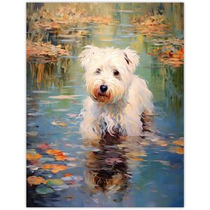 Artery8 West Highland Terrier Autumn Lake Walk Claude Monet Style Dog Oil Painting Unframed Wall Art Print Poster Home Decor Premium Multicolor W12" x H16" Artery8 West Highland Terrier Autumn Lake Walk Claude Monet Style Dog Oil Painting Unframed Wall Art Print Poster Home Decor Premium Multicolor W12" x H16"