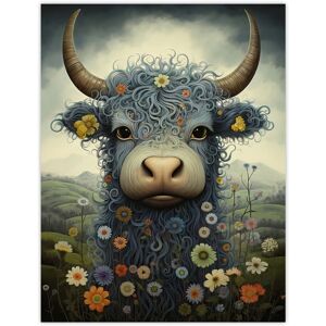 Artery8 Small Blue Highland Cow In Wildflower Meadow Fun Wee Blue Coo Artwork Unframed Wall Art Print Poster Home Decor Premium Size: W12" x H16" Multicolor W12" x H16" Artery8 Small Blue Highland Cow In Wildflower Meadow Fun Wee Blue Coo Artwork Unframed Wall Art Print Poster Home Decor Premium Size: W12" x H16" Multicolor W12" x H16"
