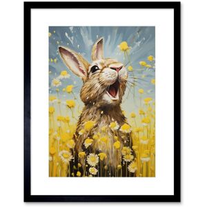 Artery8 Wall Art Print The Happy Bunny Rabbit Playing in a Field of Daisies Vibrant Oil Painting Kids Bedroom Blue Yellow Bright Summer Meadow Black W7" x H9" Artery8 Wall Art Print The Happy Bunny Rabbit Playing in a Field of Daisies Vibrant Oil Painting Kids Bedroom Blue Yellow Bright Summer Meadow Black W7" x H9"