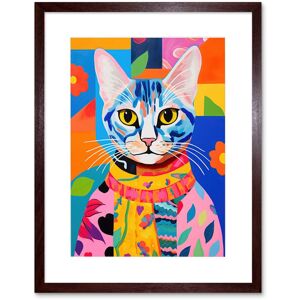 Artery8 Wall Art Print The Cat in the Caftan Artwork Bold Bright Vibrant Modern Folk Art Acrylic Painting Kids Floral Pattern Artwork Framed 9X7 Inch Brown W7" x H9" Artery8 Wall Art Print The Cat in the Caftan Artwork Bold Bright Vibrant Modern Folk Art Acrylic Painting Kids Floral Pattern Artwork Framed 9X7 Inch Brown W7" x H9"